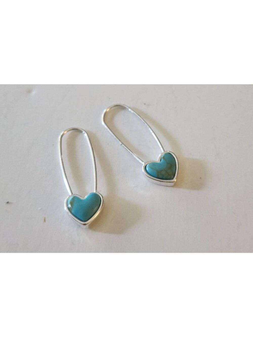 Lucky Brand Matte Silver Tone w/Turquoise Safety Earrings